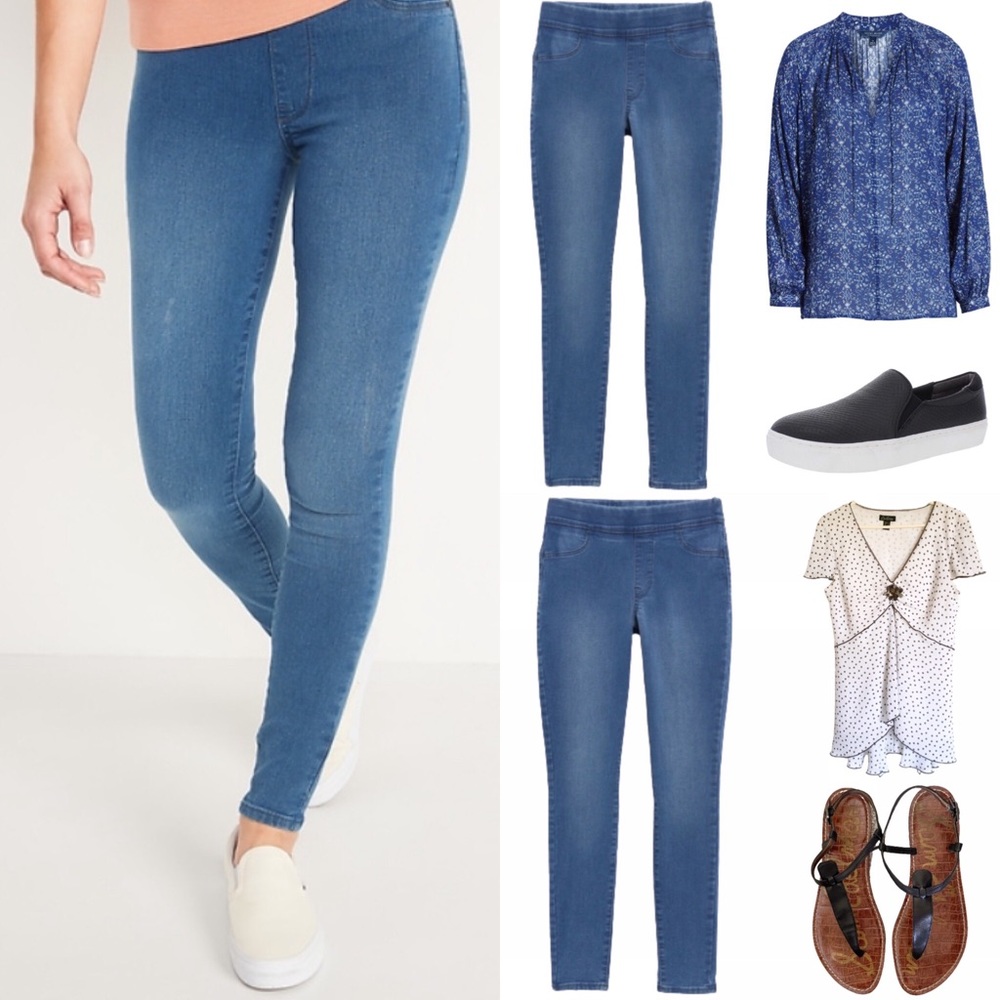 Old Navy Medium Wash Super Skinny Pull-On Jeggings